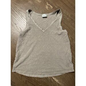 Wrap London V Neck Hemp Organic Cotton Pale Green Sleeveless Top Tee Sz 10